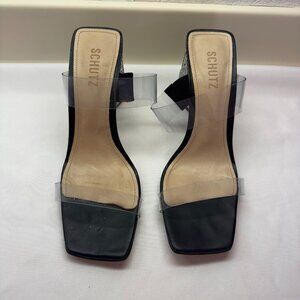 Schutz Black Rhinestone Mules